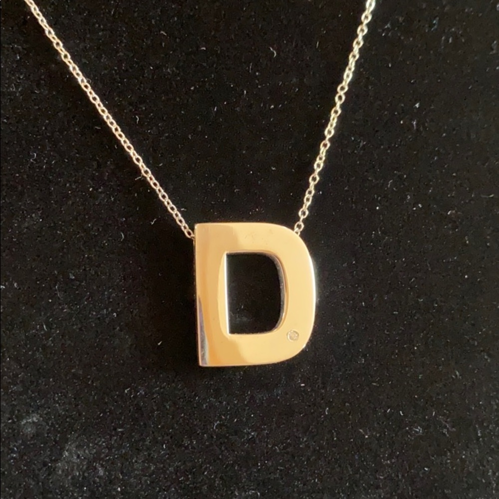 Dainty Rhinestone D necklace - Picture 2 of 6